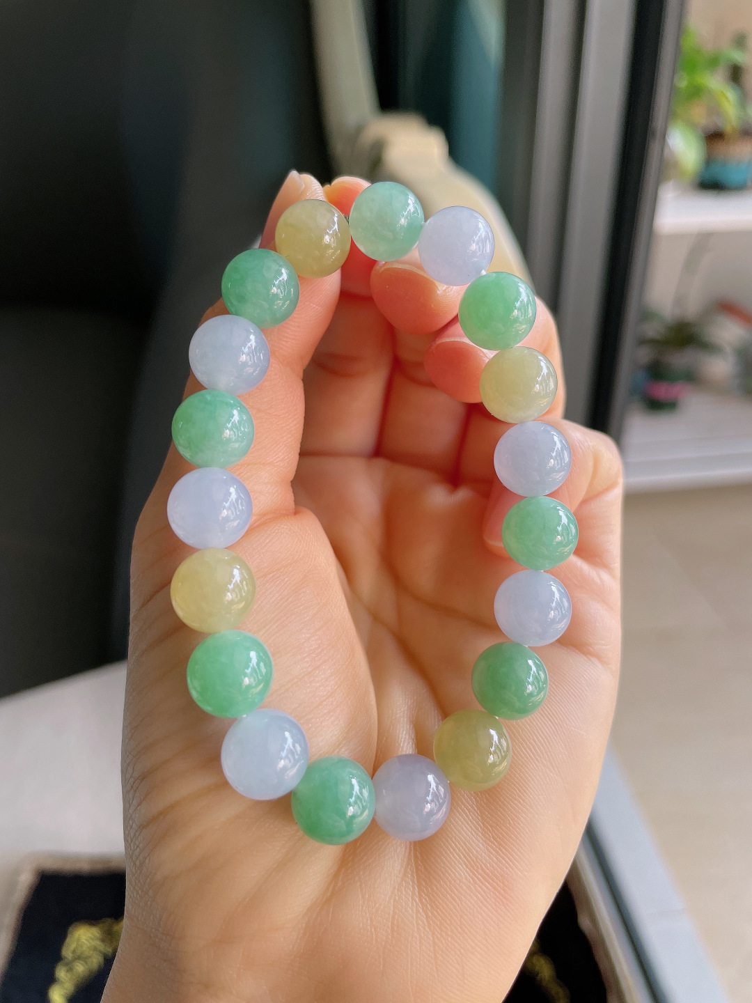 天然翡翠A货，冰多宝手串，尺寸：10mm。【编1658】