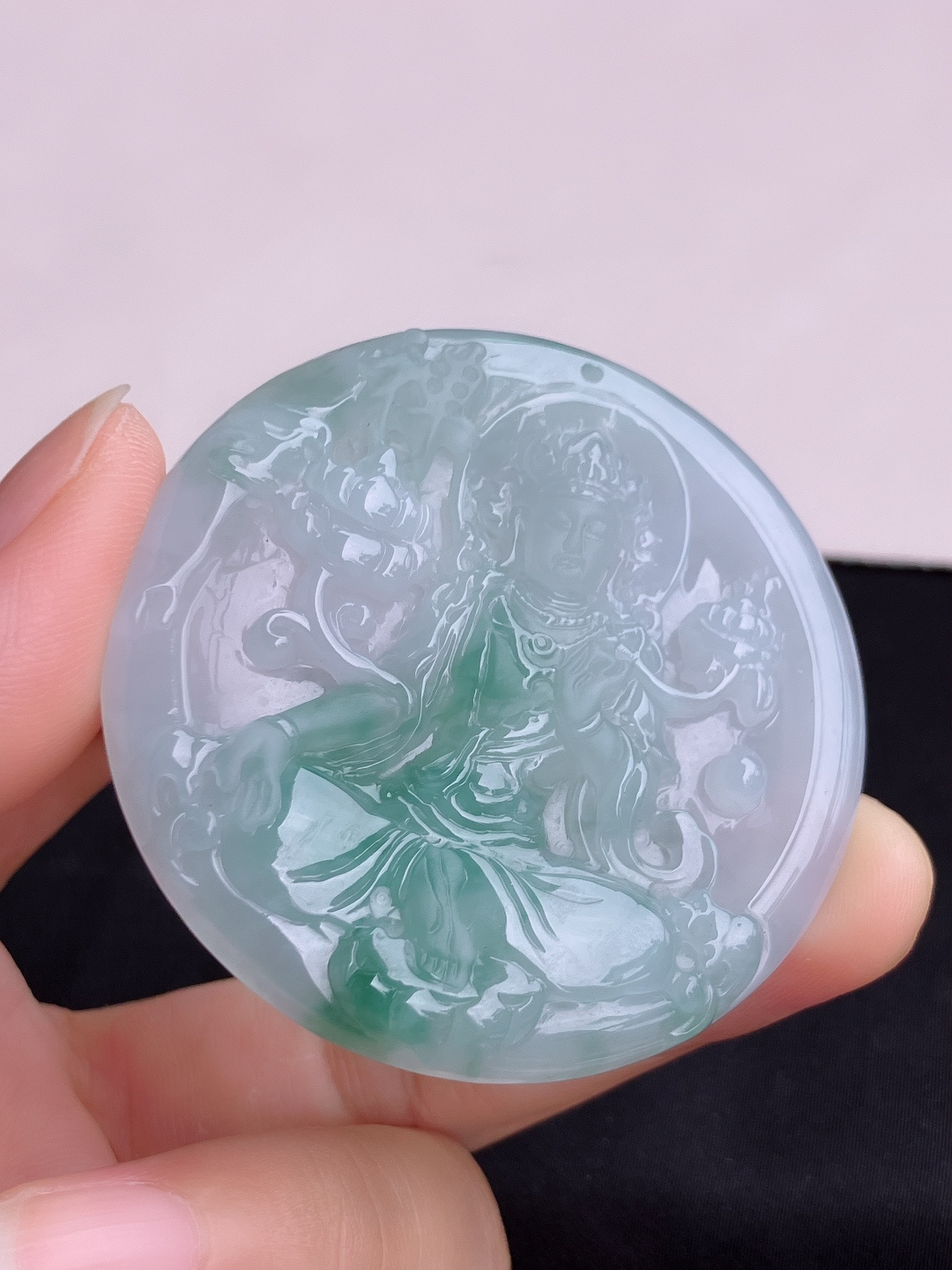 冰飘花大势至菩萨，晶莹剔透，尺寸53/6/自然光实拍