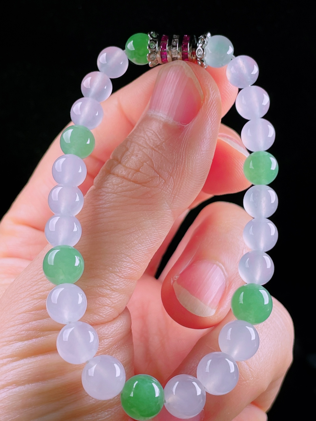️冰种手链，老种起光，细底通透，尺寸：8mm