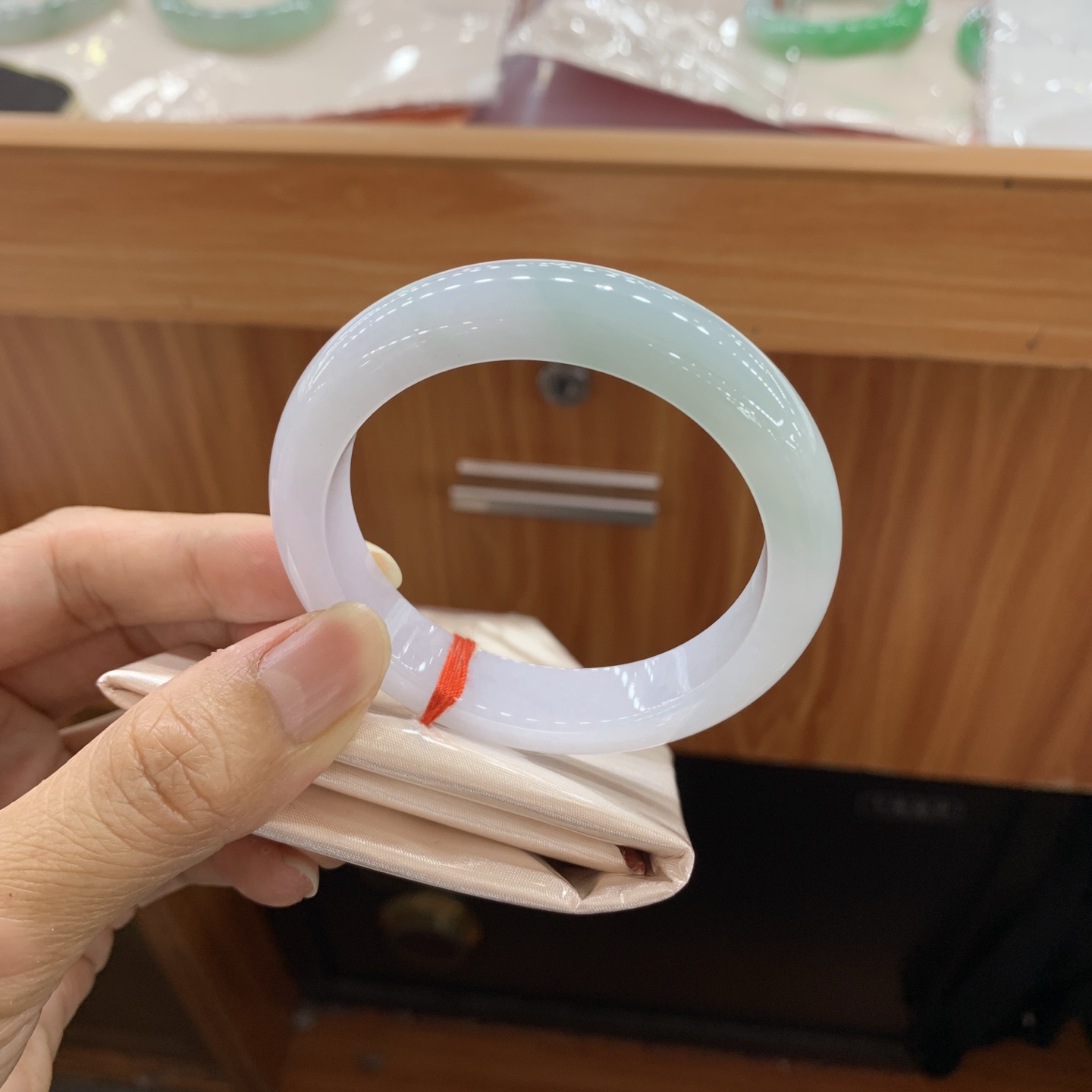 060905MMJ 半山水正圈翡翠手镯 52.4-12-8.5
