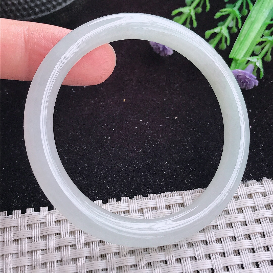 实拍A货翡翠52/7.8/7.6小圈口叮当镯老坑冰胶圆条手镯平安镯翡翠玉镯
