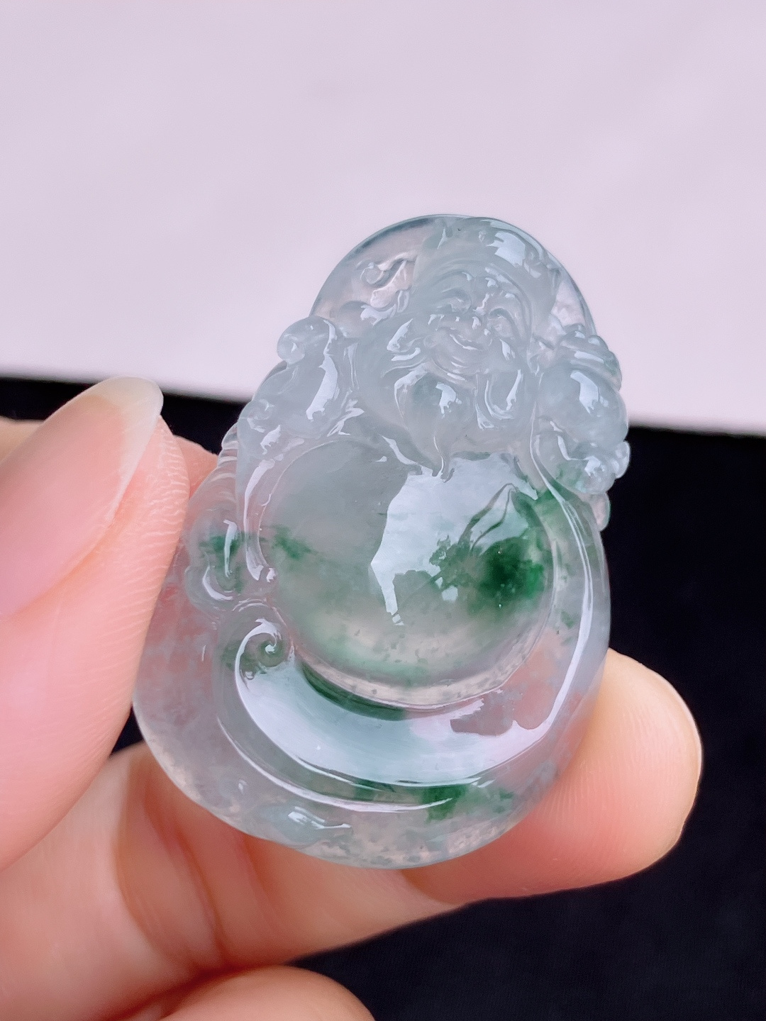冰飘花财神到，晶莹剔透，尺寸39.8/27/6.3/自然光实拍