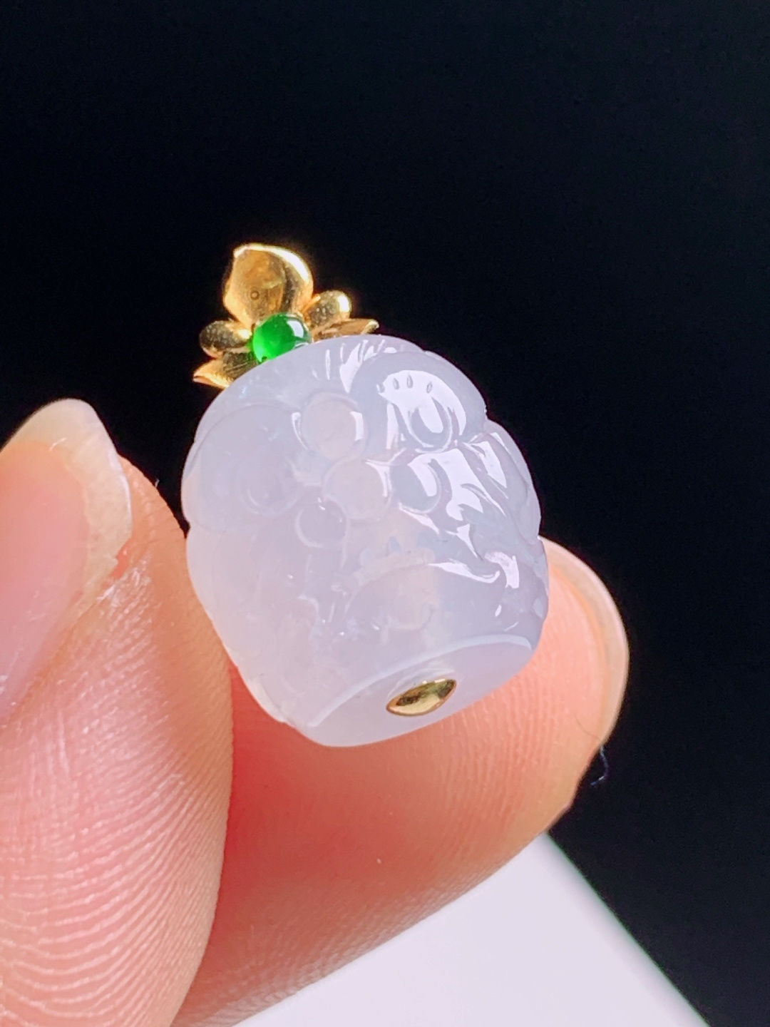 ️ 冰种路路通吊坠，冰润通透，18K金镶钻扣头寓意路路畅通
