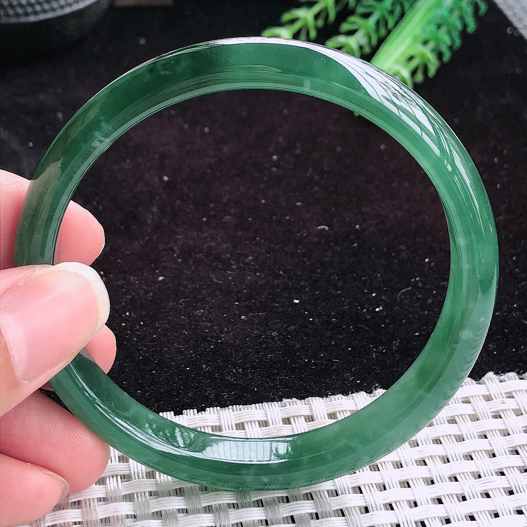 自然光60.5/10/6.7老坑冰润满色细条手镯平安镯翡翠玉镯美人镯