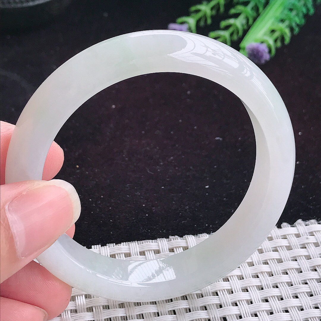 自然光54.5/12/8.2老坑冰润起胶晴底手镯平安镯翡翠玉镯美人镯