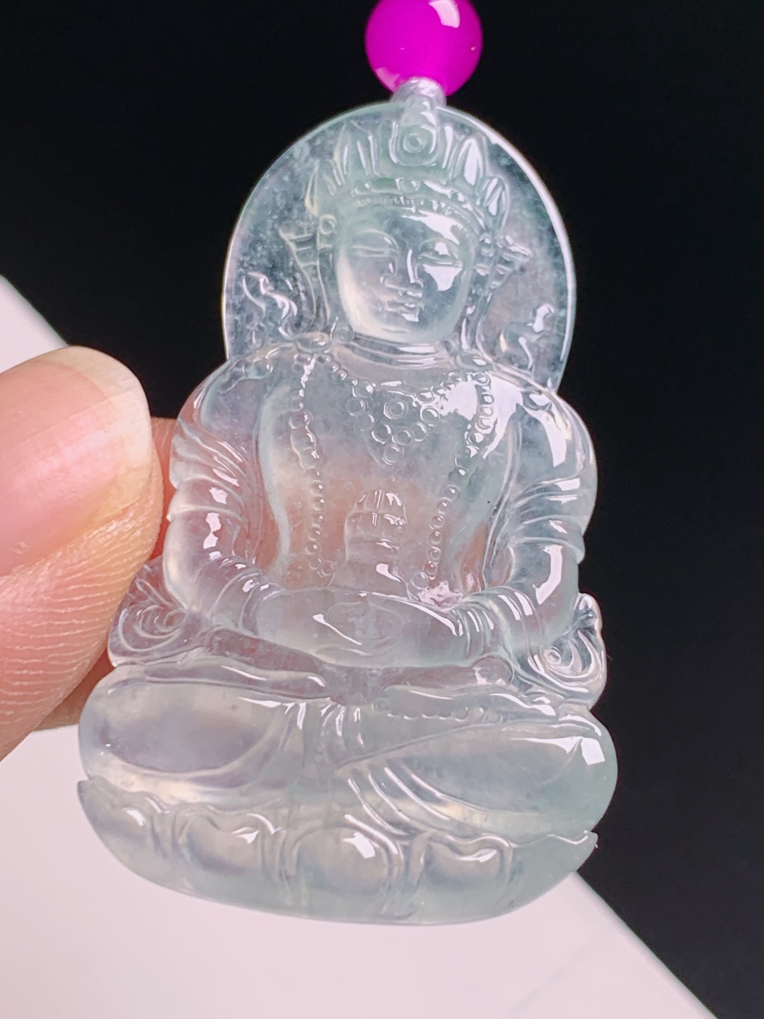 ️ 度母观音，冰透起光雕工细腻，面容慈祥线条流畅 490607