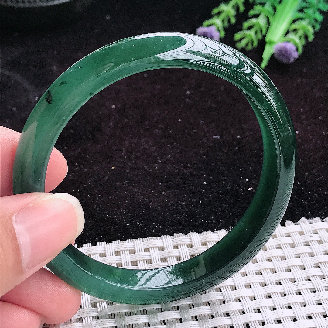 自然光56.5/10.2/7.2老坑冰润起胶宽边满色手镯平安镯翡翠玉镯美人镯
