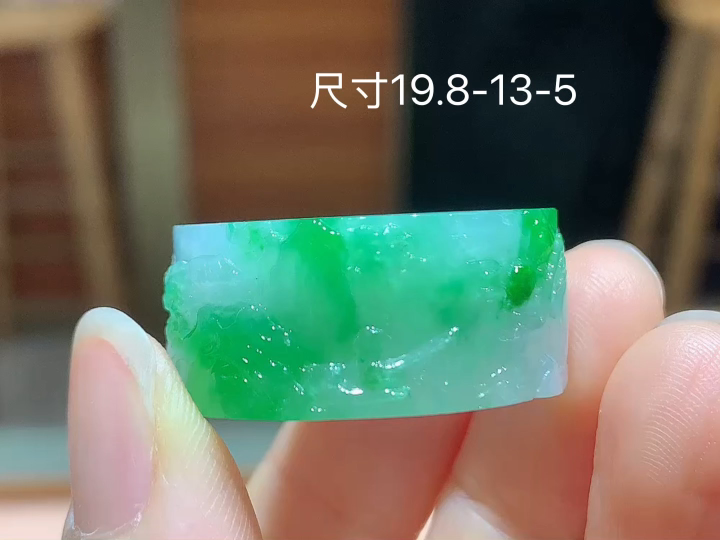 ️ 冰飘绿戒圈 老坑冰透 种老水足 水润光泽 性比高 无裂, 尺寸看图