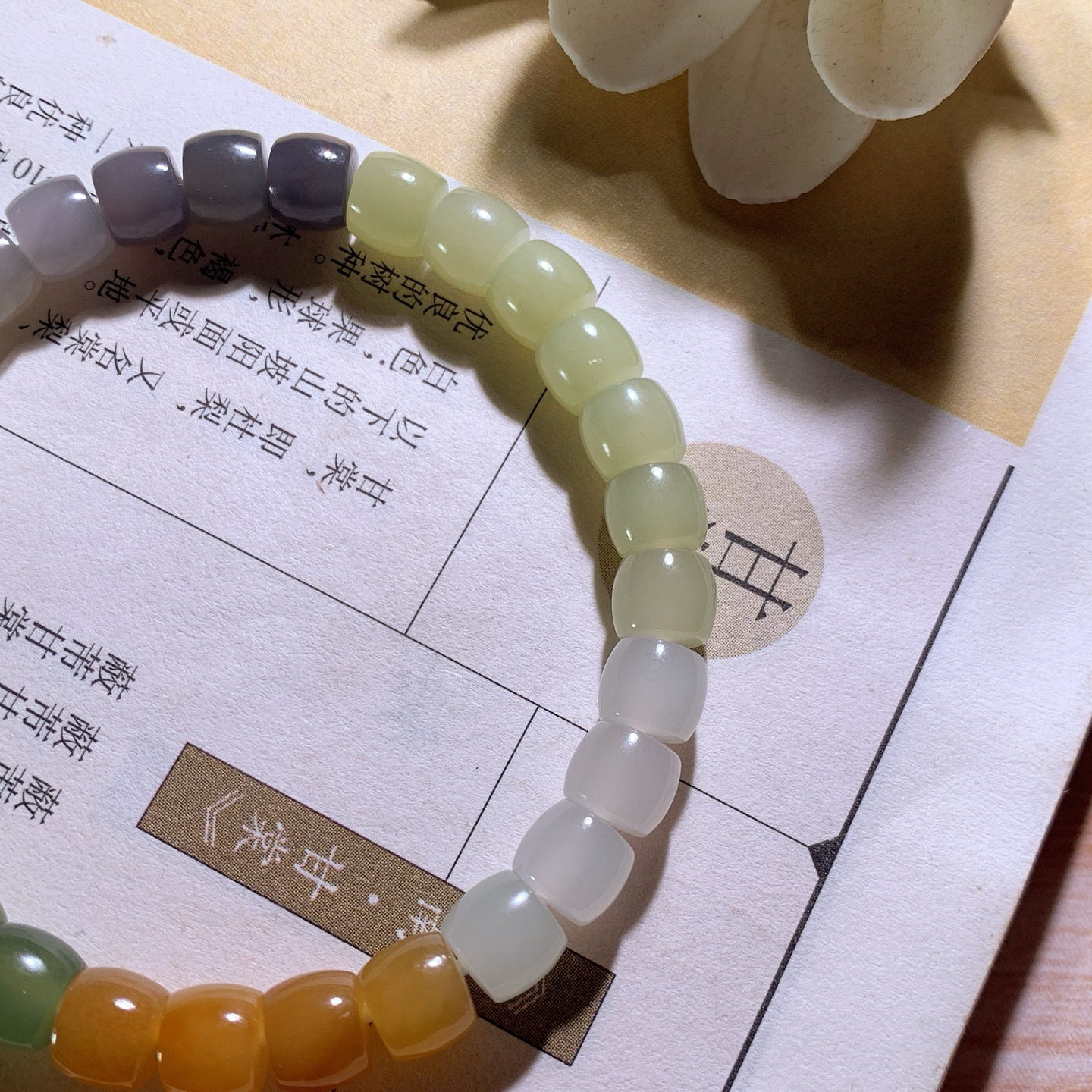 新疆和田玉多宝直切手串 单颗尺寸6/7！玉质细腻油润 底色纯净 脂粉好，品质好。lt260610