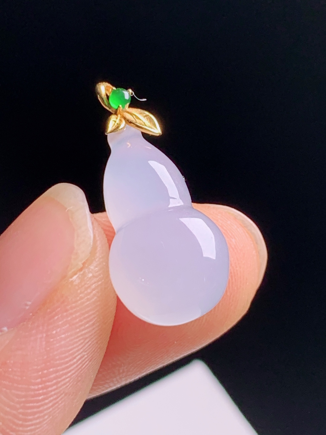 冰葫芦吊坠，冰润通透紫韵清雅，18K金镶阳绿扣头小巧精致日常百搭