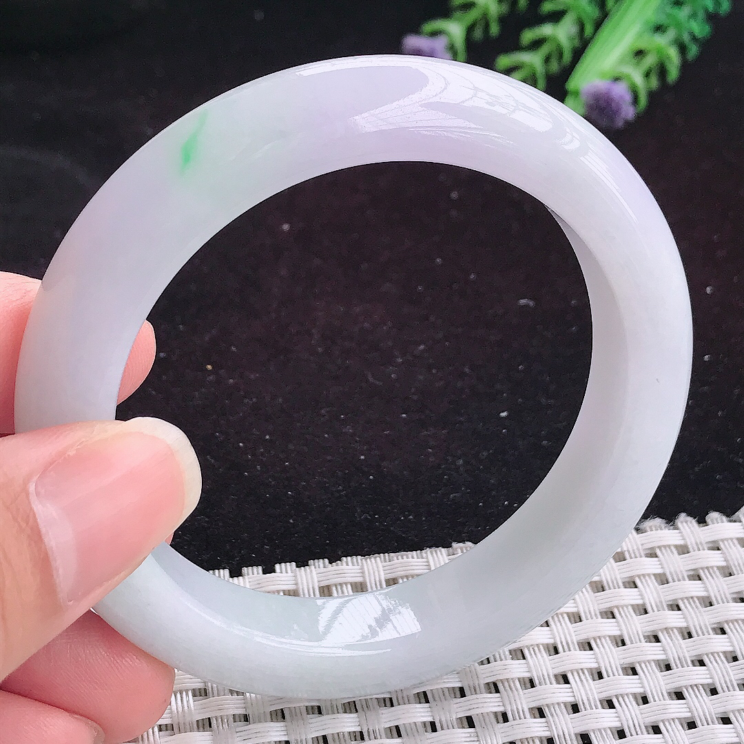 自然光54.5/11.6/9.3老坑温润飘绿宽边手镯平安镯翡翠玉镯美人镯