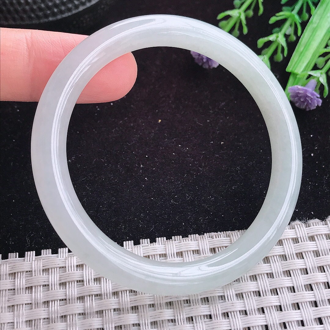 实拍A货翡翠52/7.8/7.6小圈口叮当镯老坑冰胶圆条手镯平安镯翡翠玉镯