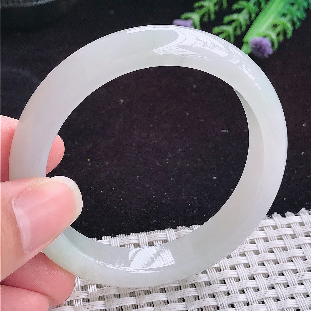 自然光54.5/12/8.2老坑冰润起胶晴底手镯平安镯翡翠玉镯美人镯