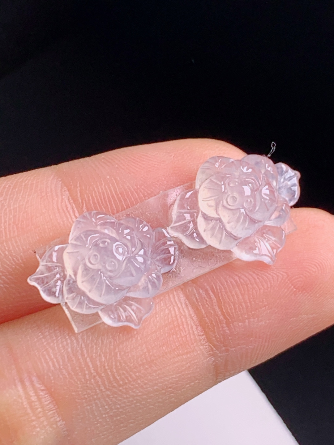 ️ 莲花裸石，冰透莹润雕工细腻，莲花造型清雅温婉可镶款 裸石13.8-16.8-4.3 08
