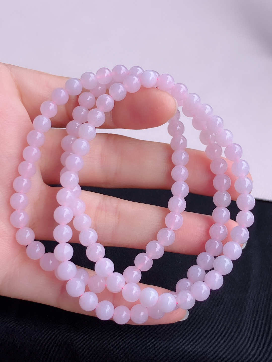 冰粉紫珠链，细腻精致，尺寸6.2/3圈半，自然光实拍