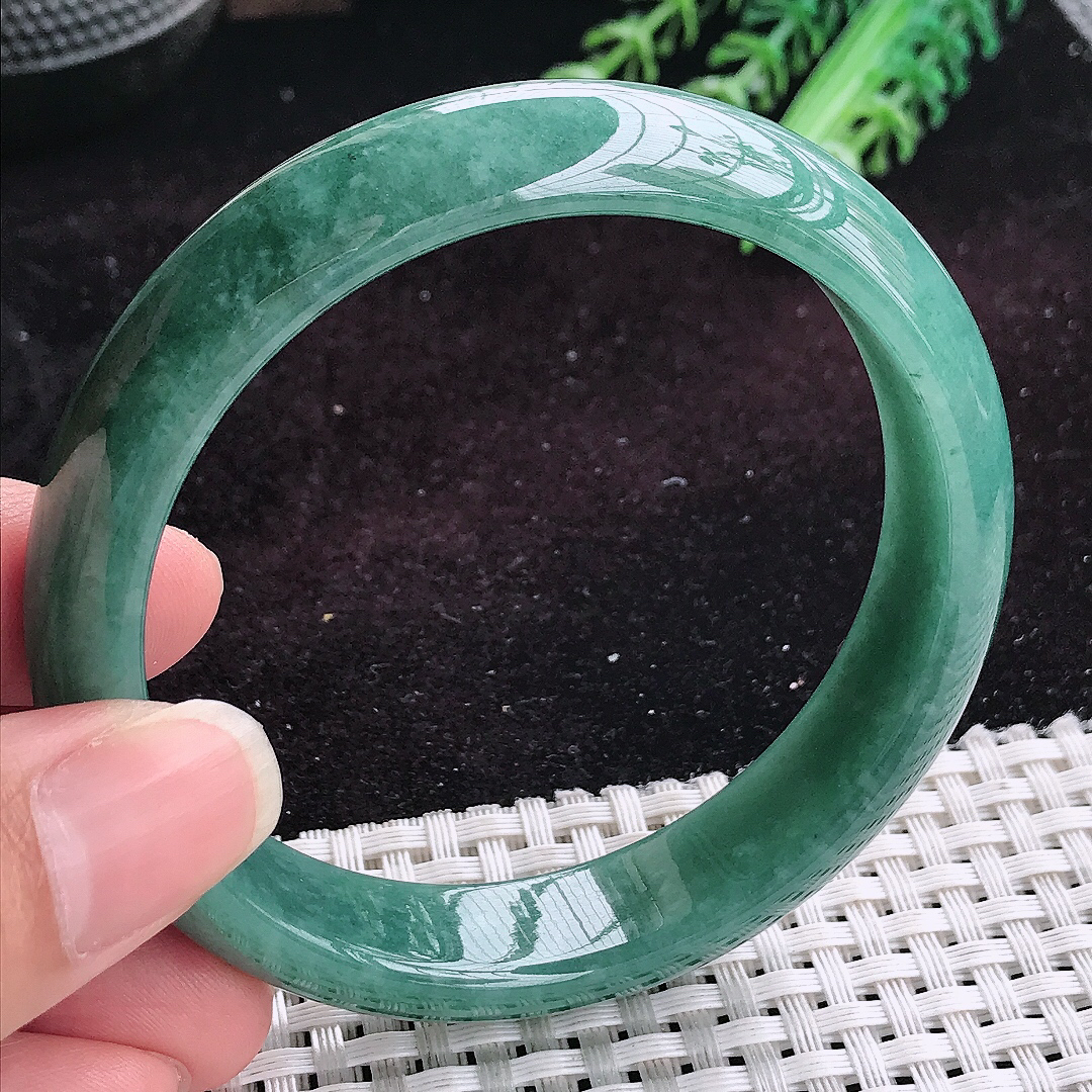 自然光59.8/13.7/7.8老坑温润满色宽边手镯平安镯翡翠玉镯美人镯