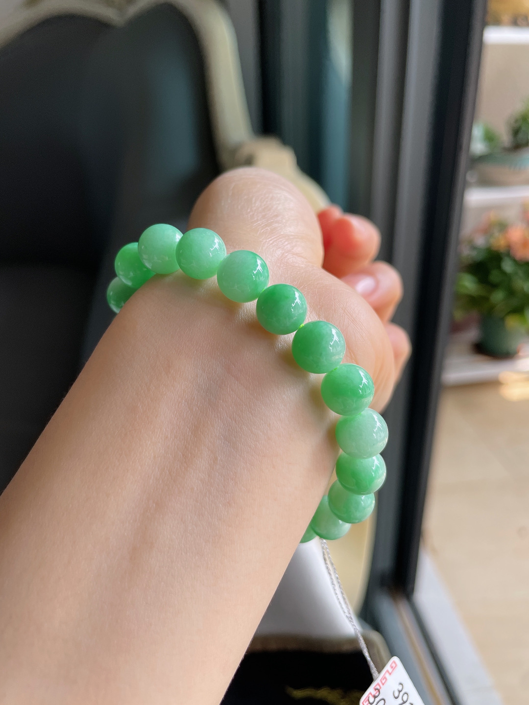 ️，天然翡翠A货，满绿手串，尺寸：9.8mm。【编3910】