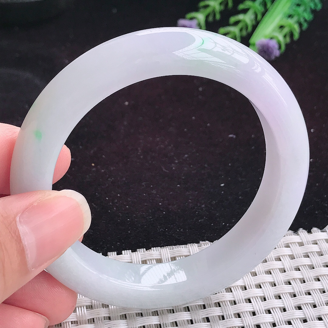 自然光54.5/11.6/9.3老坑温润飘绿宽边手镯平安镯翡翠玉镯美人镯