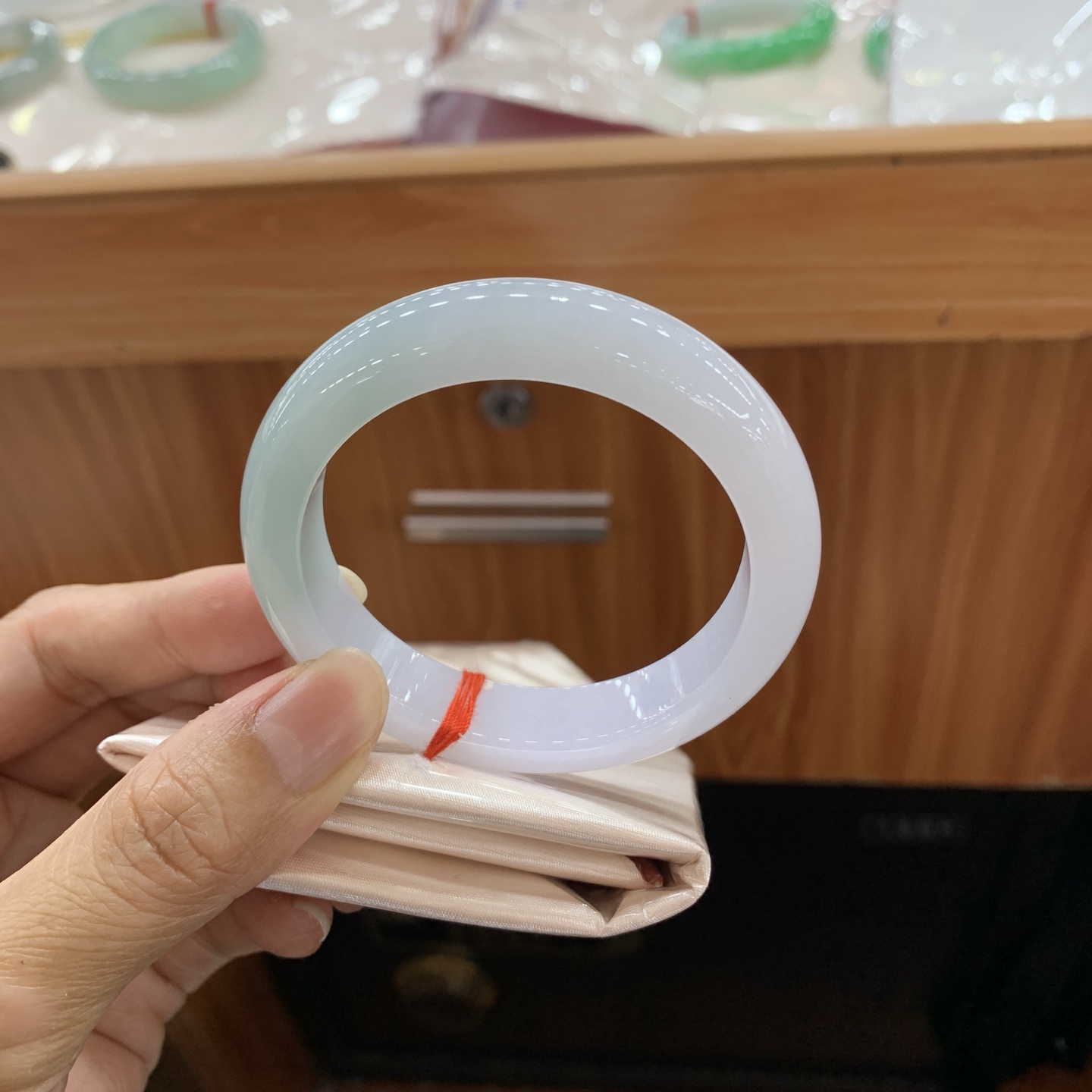 060905MMJ 半山水正圈翡翠手镯 52.4-12-8.5