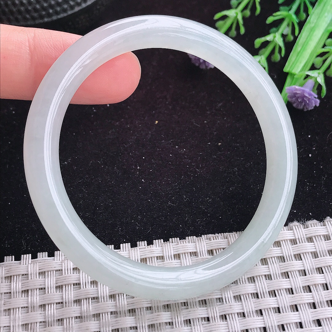 实拍A货翡翠52/7.8/7.6小圈口叮当镯老坑冰胶圆条手镯平安镯翡翠玉镯