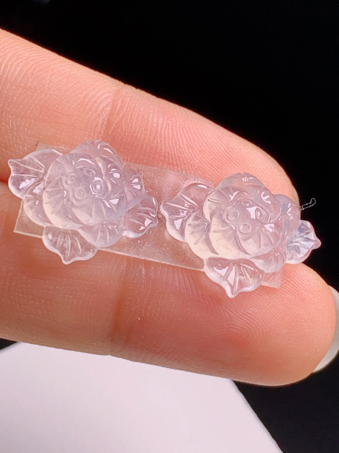 ️ 莲花裸石，冰透莹润雕工细腻，莲花造型清雅温婉可镶款 裸石13.8-16.8-4.3 08
