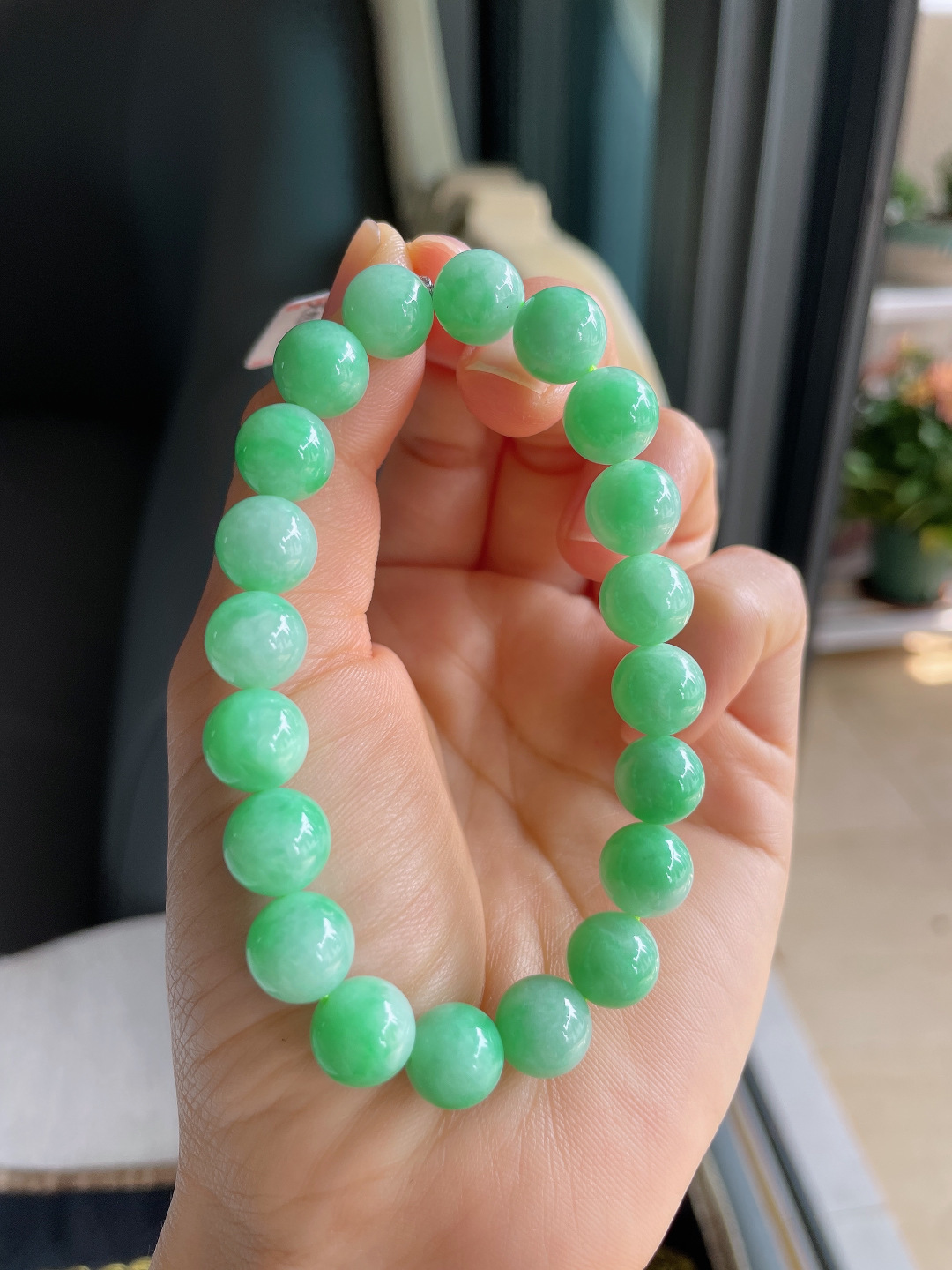 ️，天然翡翠A货，满绿手串，尺寸：9.8mm。【编3910】