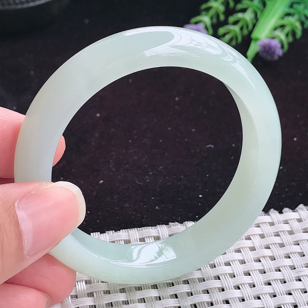 自然光51/11.9/7.9小圈口老坑冰纯起胶冰晴绿手镯平安镯翡翠玉镯美人镯