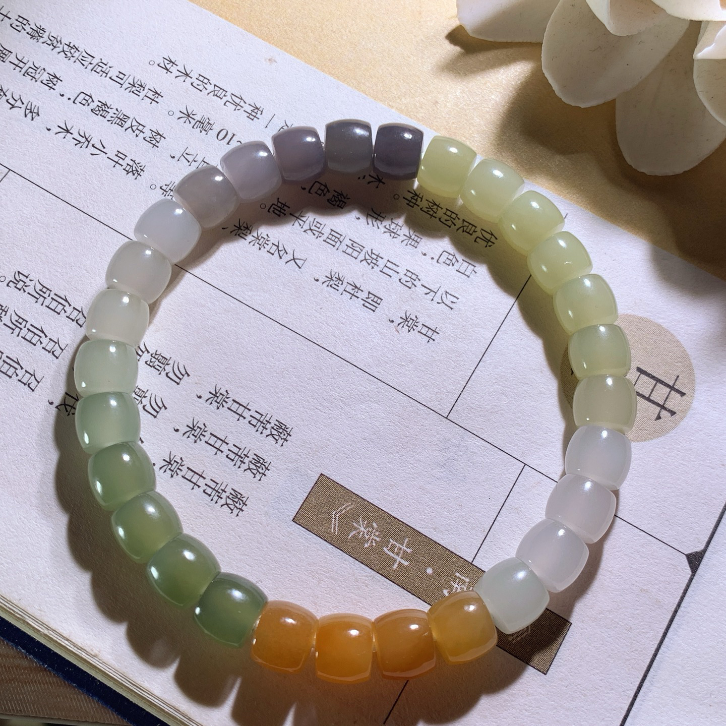 新疆和田玉多宝直切手串 单颗尺寸6/7！玉质细腻油润 底色纯净 脂粉好，品质好。lt260610