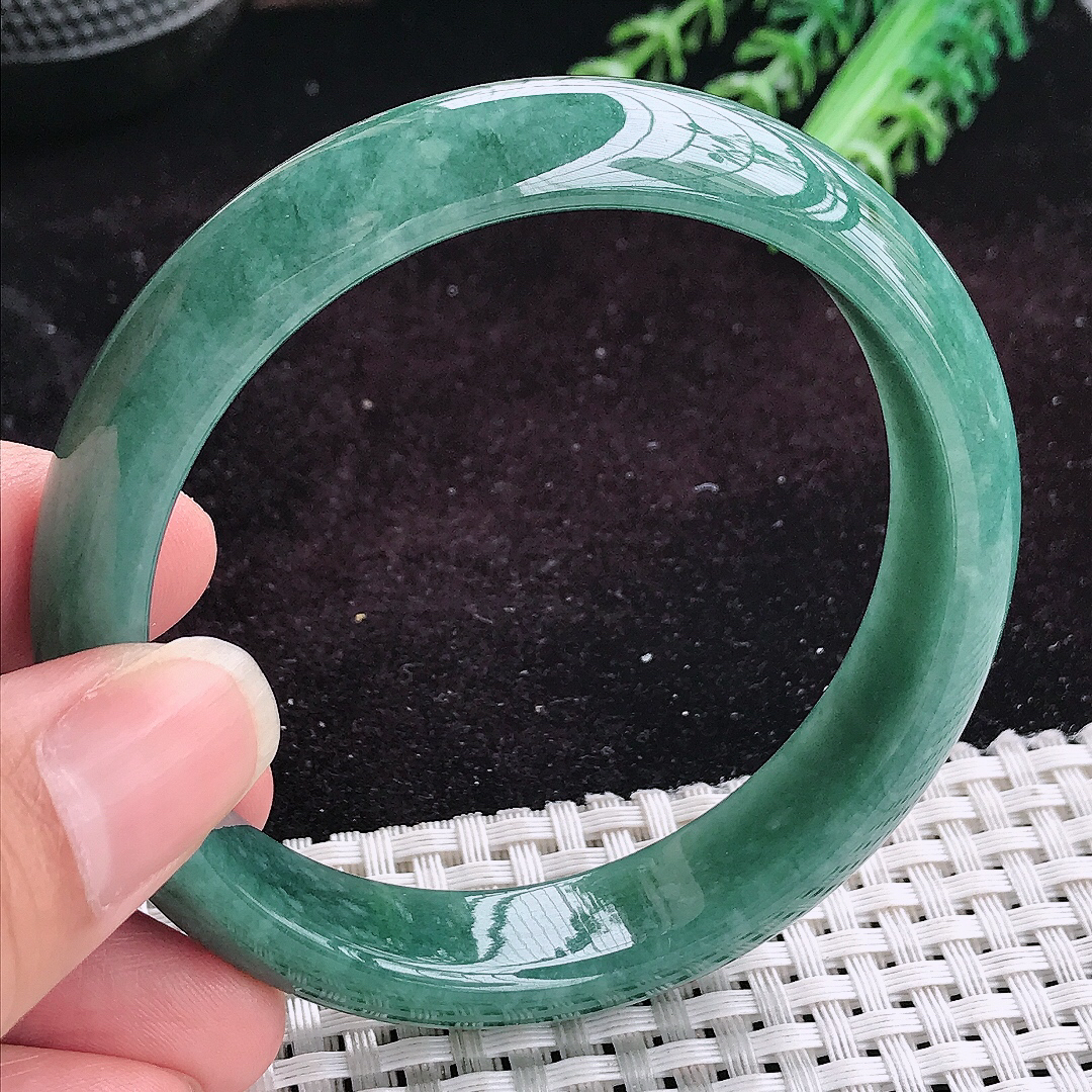 自然光59.8/13.7/7.8老坑温润满色宽边手镯平安镯翡翠玉镯美人镯