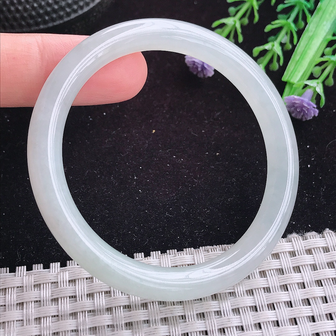 实拍A货翡翠52/7.8/7.6小圈口叮当镯老坑冰胶圆条手镯平安镯翡翠玉镯