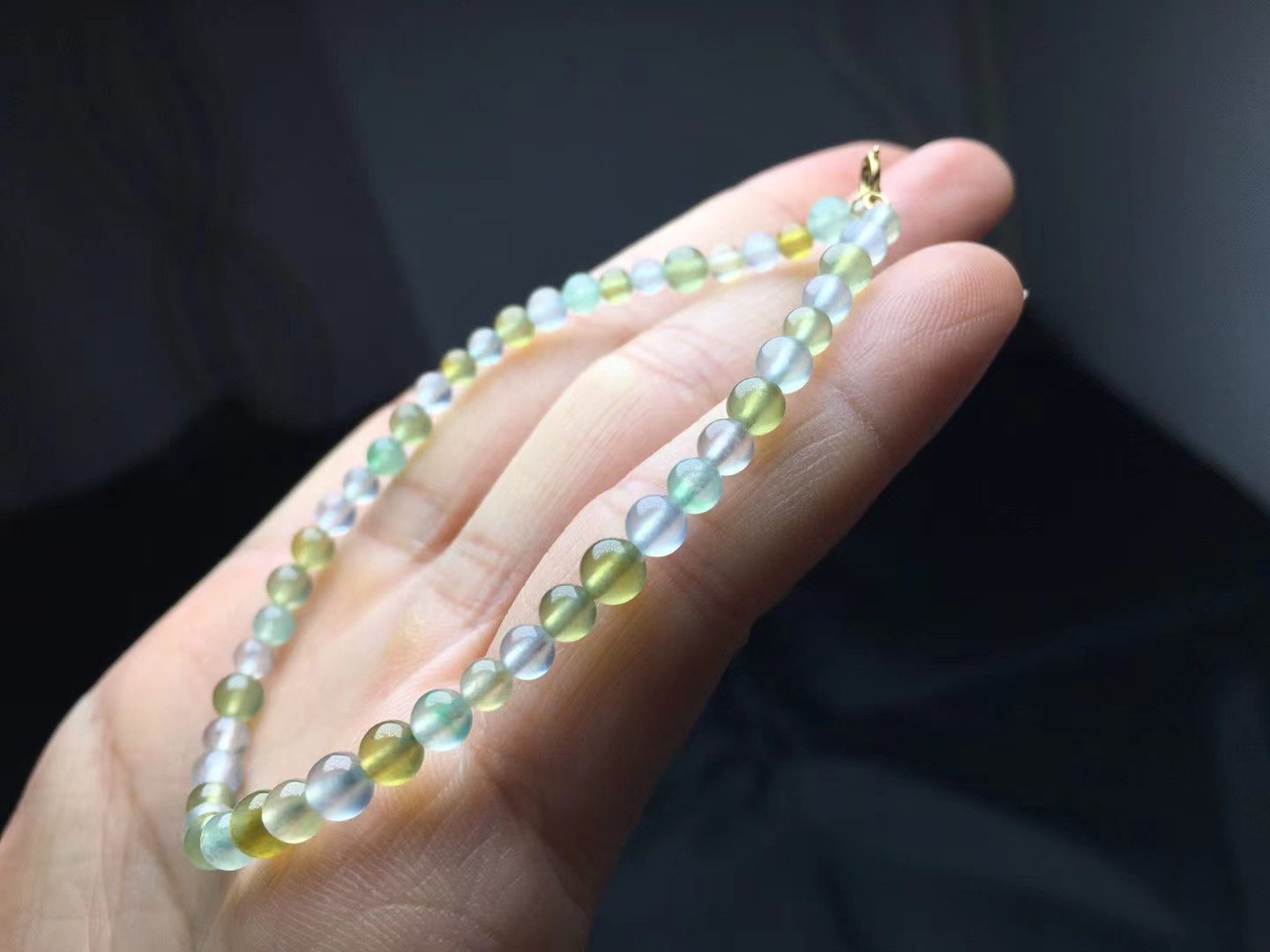 冰起莹手链，卡4.2～3.5mm，46颗，种好，起莹，通透，光好，颗颗精选