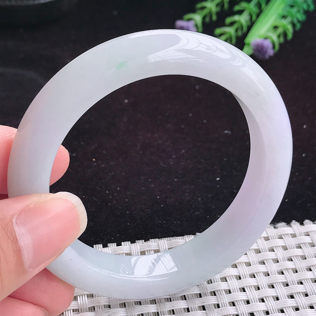 自然光54.5/11.6/9.3老坑温润飘绿宽边手镯平安镯翡翠玉镯美人镯