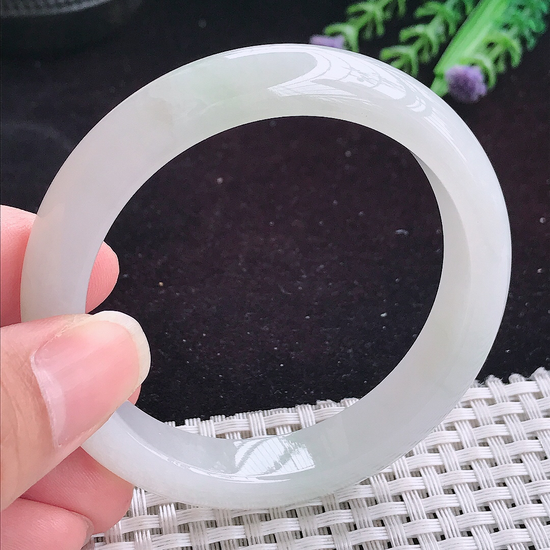 自然光54.5/12/8.2老坑冰润起胶晴底手镯平安镯翡翠玉镯美人镯