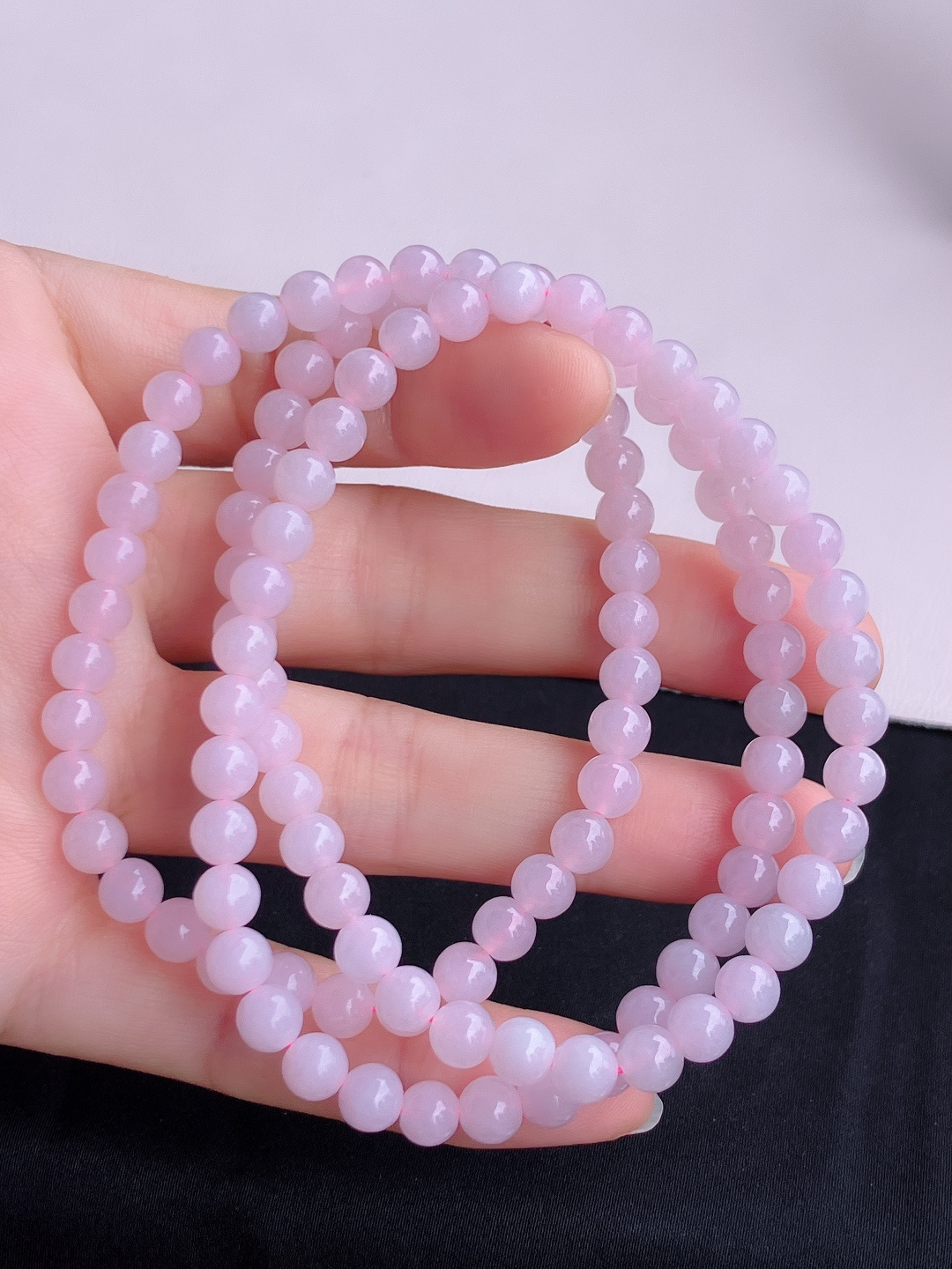 冰粉紫珠链，细腻精致，尺寸6.2/3圈半，自然光实拍