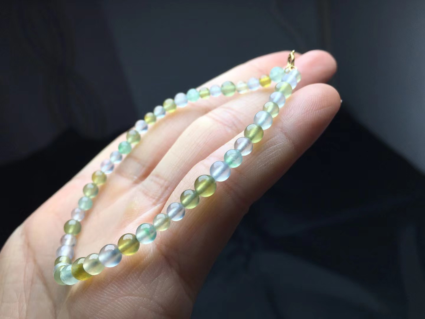 冰起莹手链，卡4.2～3.5mm，46颗，种好，起莹，通透，光好，颗颗精选