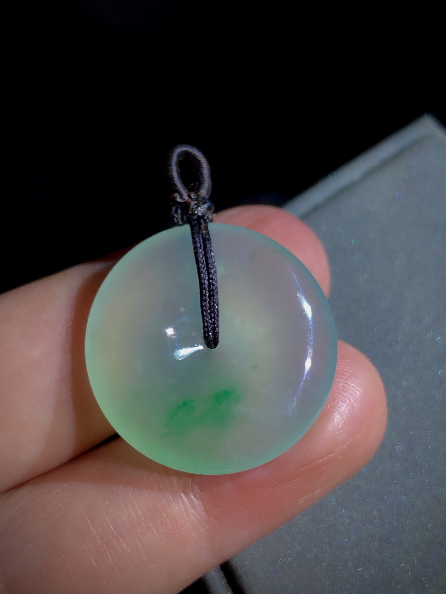 绿花平安扣子，24.5-4.8mm