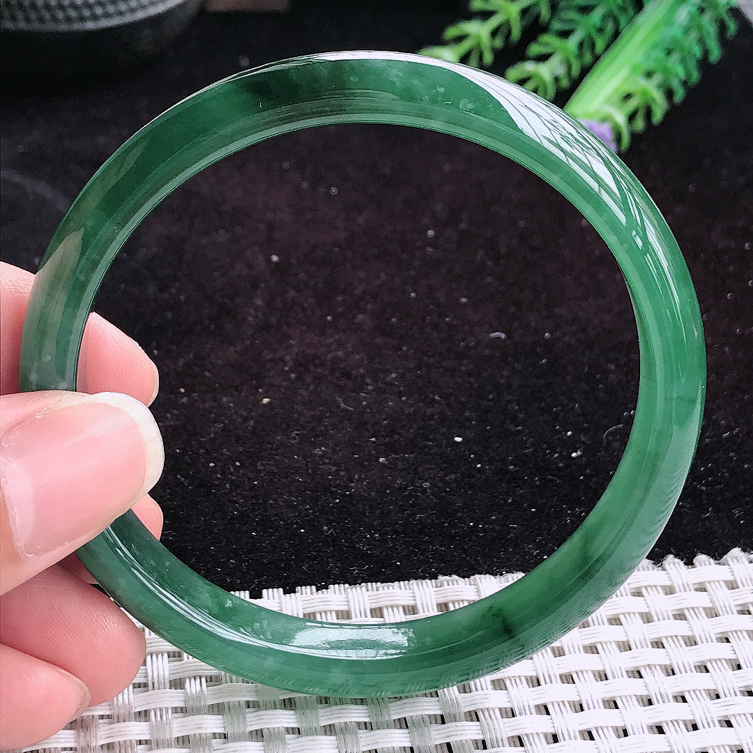 自然光60.5/10/6.7老坑冰润满色细条手镯平安镯翡翠玉镯美人镯