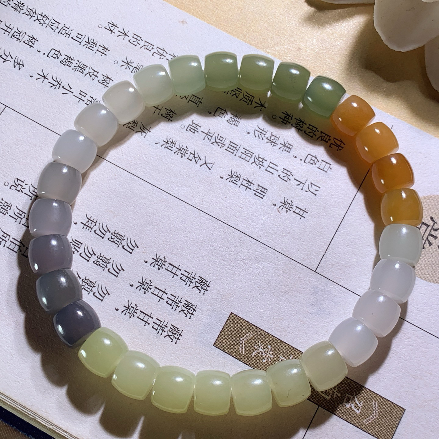 新疆和田玉多宝直切手串 单颗尺寸6/7！玉质细腻油润 底色纯净 脂粉好，品质好。lt260610