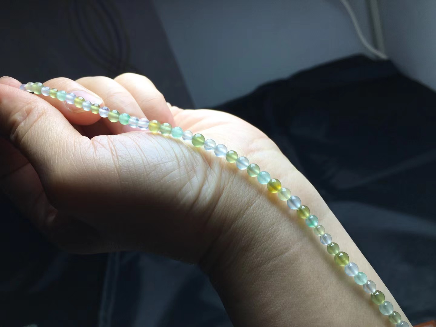 冰起莹手链，卡4.2～3.5mm，46颗，种好，起莹，通透，光好，颗颗精选