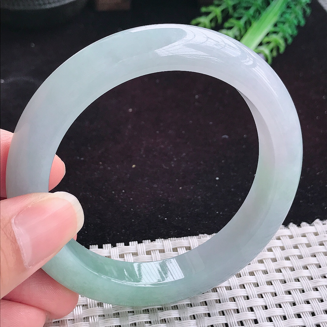 自然光59/12.5/9.6老坑冰润起胶冰晴底手镯平安镯翡翠玉镯美人镯