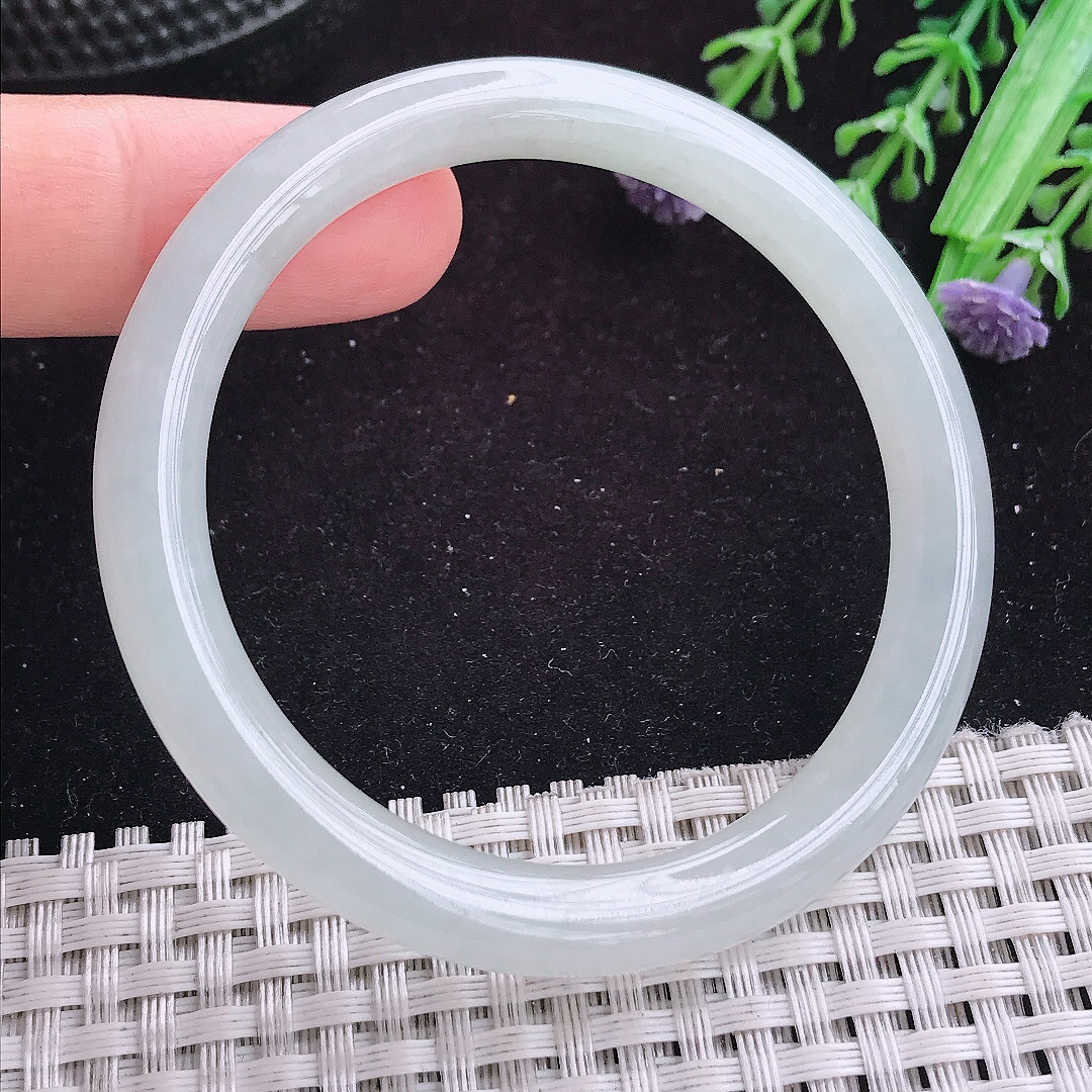 实拍A货翡翠52/7.8/7.6小圈口叮当镯老坑冰胶圆条手镯平安镯翡翠玉镯