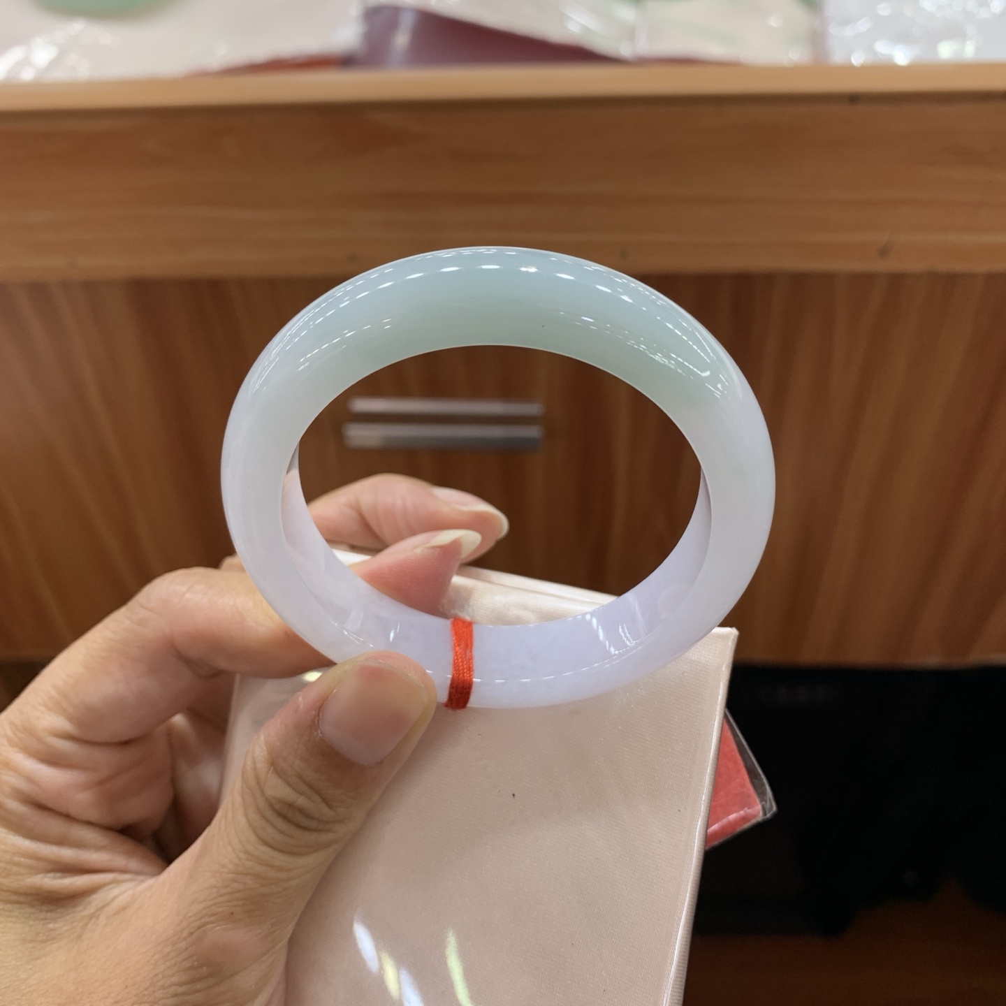 060905MMJ 半山水正圈翡翠手镯 52.4-12-8.5