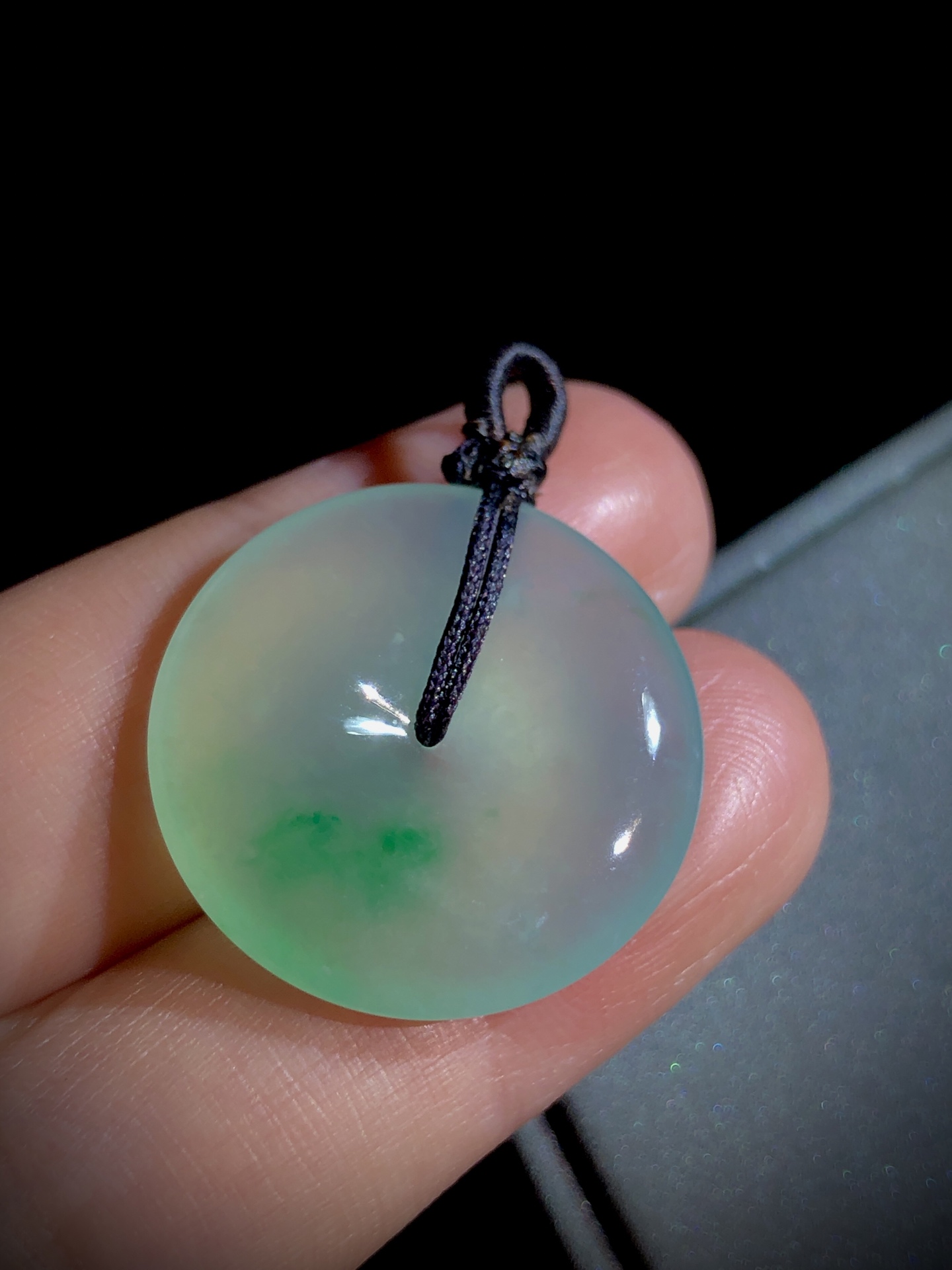 绿花平安扣子，24.5-4.8mm