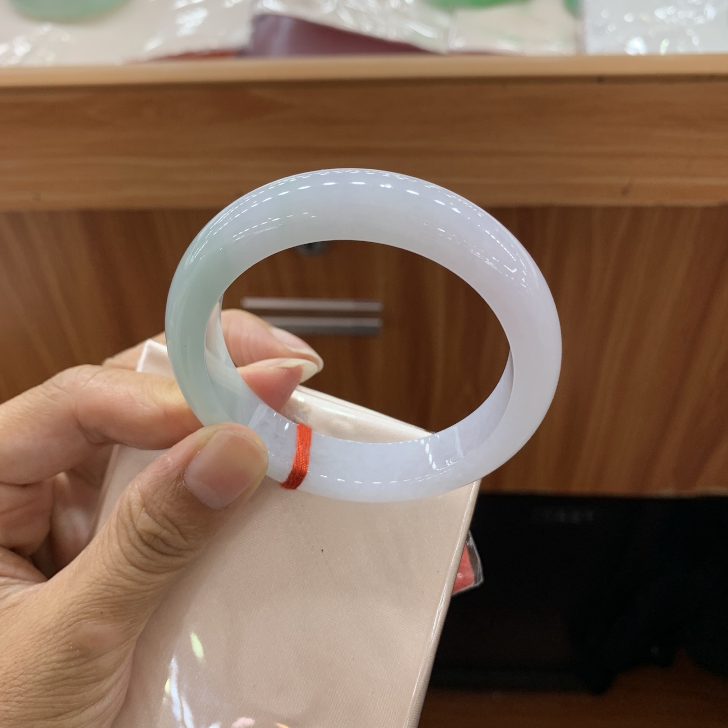 060905MMJ 半山水正圈翡翠手镯 52.4-12-8.5