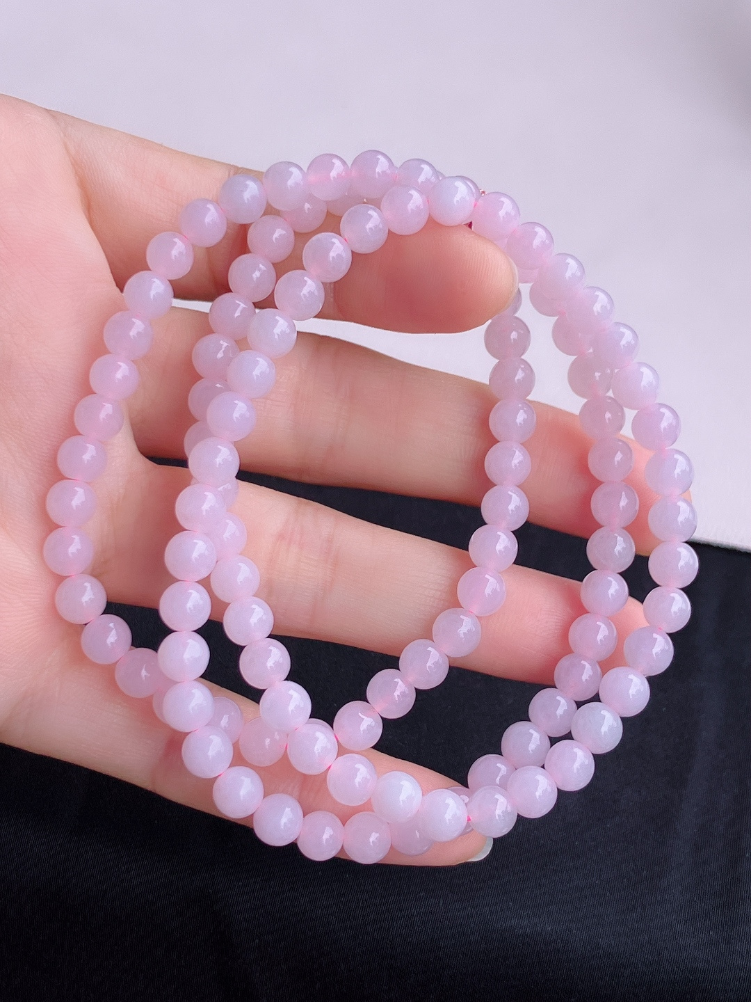 冰粉紫珠链，细腻精致，尺寸6.2/3圈半，自然光实拍