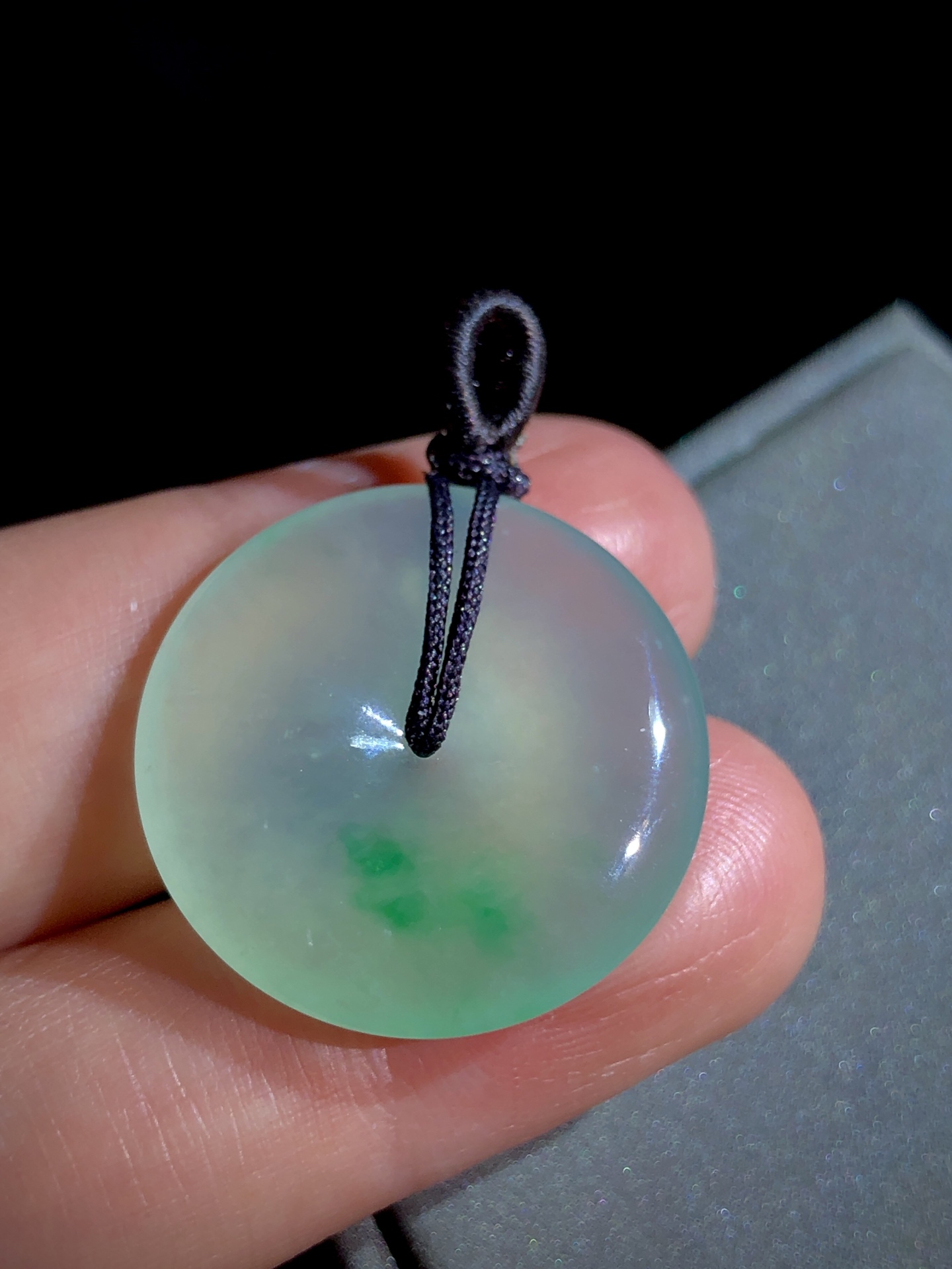 绿花平安扣子，24.5-4.8mm