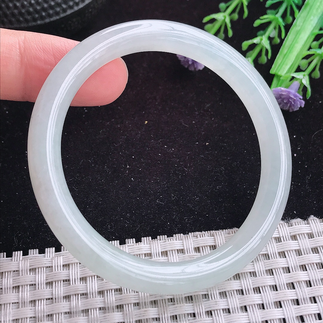 实拍A货翡翠52/7.8/7.6小圈口叮当镯老坑冰胶圆条手镯平安镯翡翠玉镯