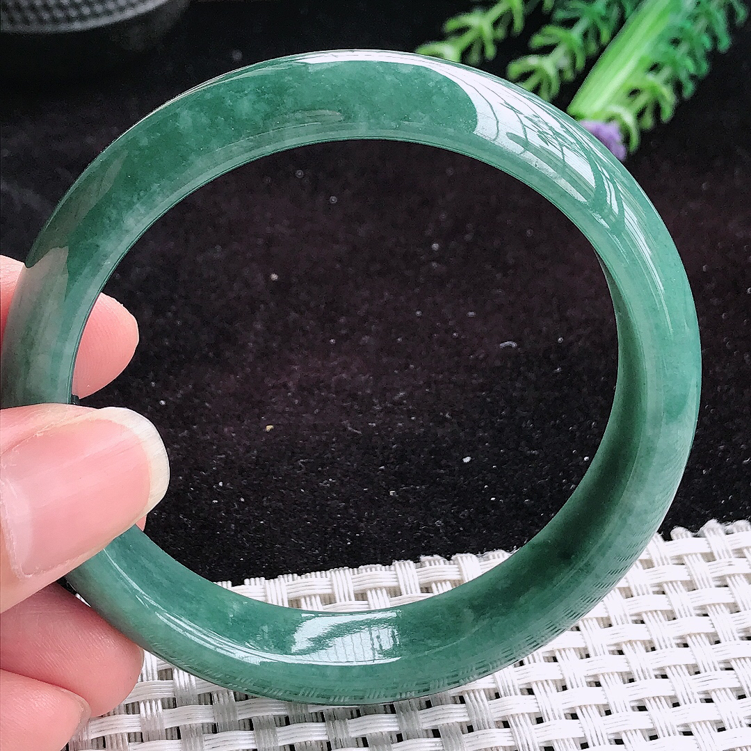 自然光59.8/13.7/7.8老坑温润满色宽边手镯平安镯翡翠玉镯美人镯