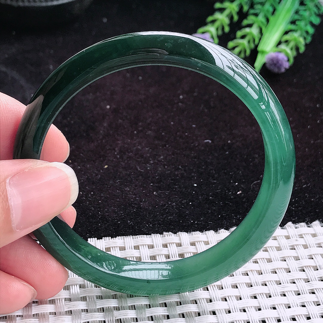 自然光56.5/10.2/7.2老坑冰润起胶宽边满色手镯平安镯翡翠玉镯美人镯
