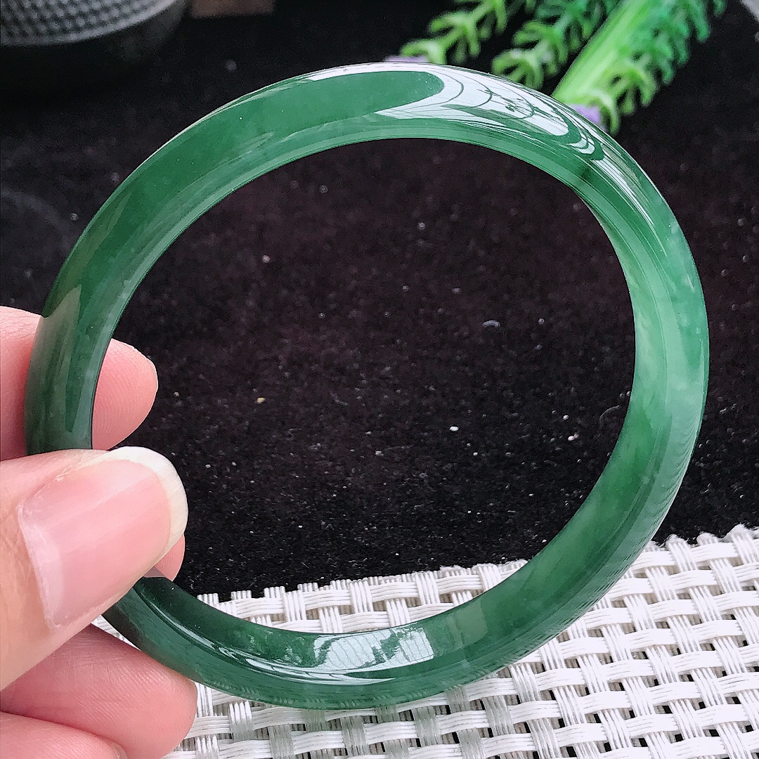 自然光60.5/10/6.7老坑冰润满色细条手镯平安镯翡翠玉镯美人镯